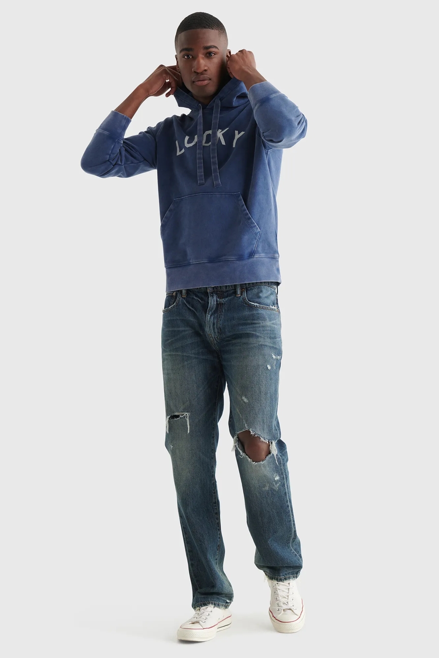 SUEDED TERRY LUCKY VARSITY HOODIE, image 2