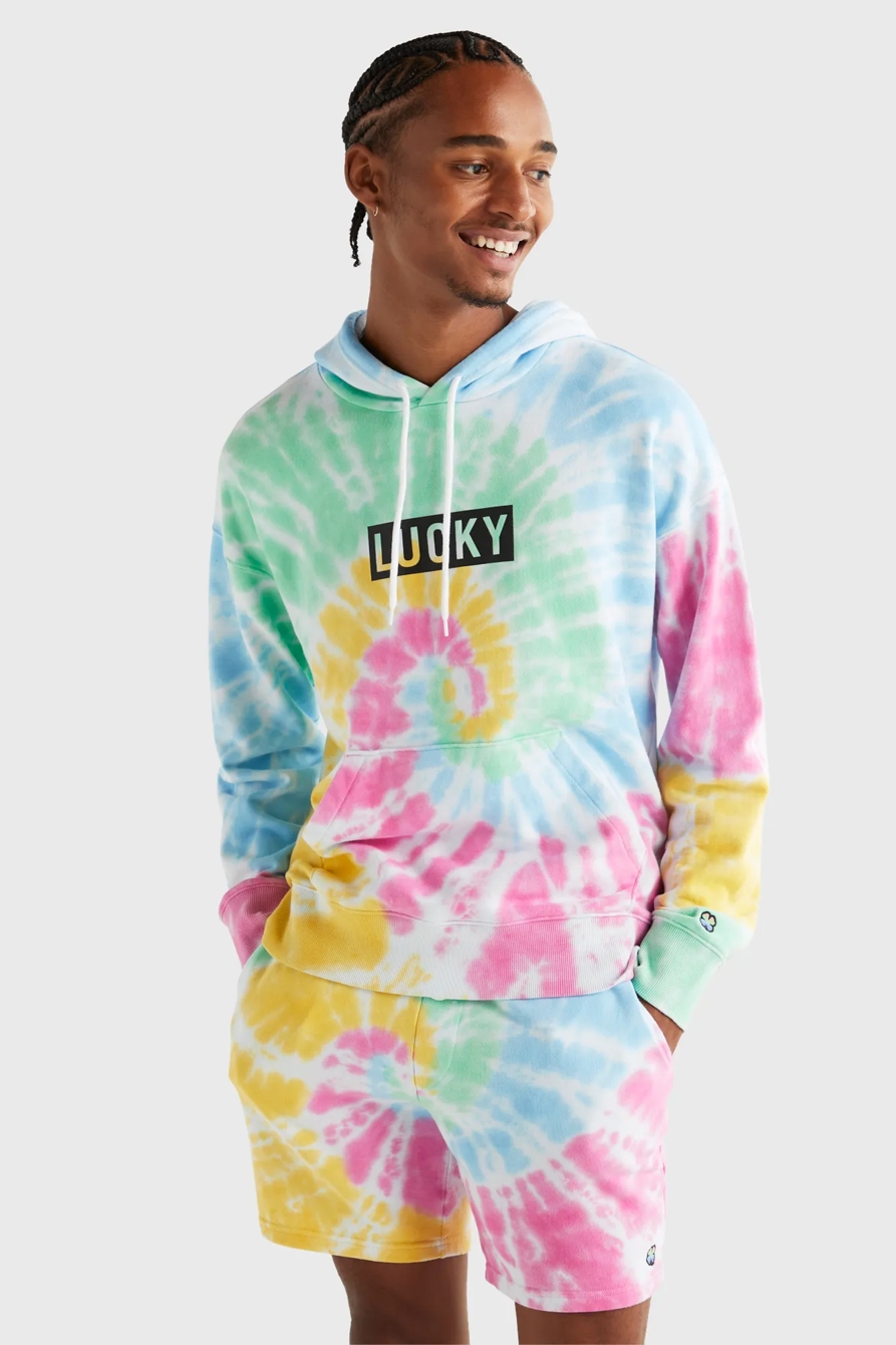 PRIDE TIE DYE LOGO GENDER NEUTRAL HOODIE, image 1