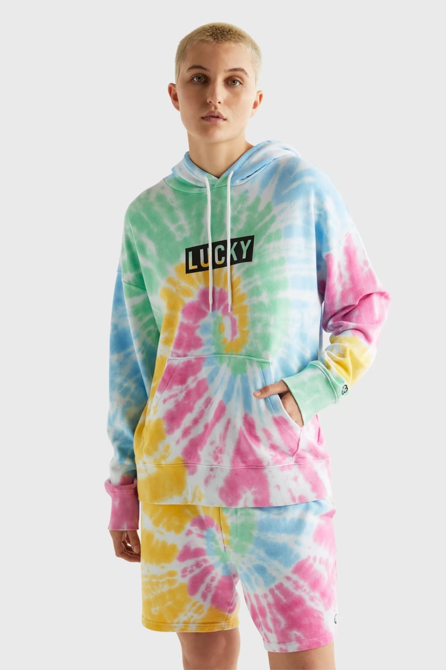 PRIDE TIE DYE LOGO GENDER NEUTRAL HOODIE, image 7