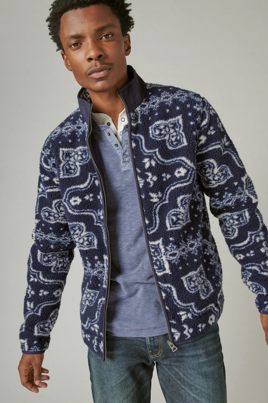 HI-PILE JACQUARD FULL ZIP MOCK NECK, image 1