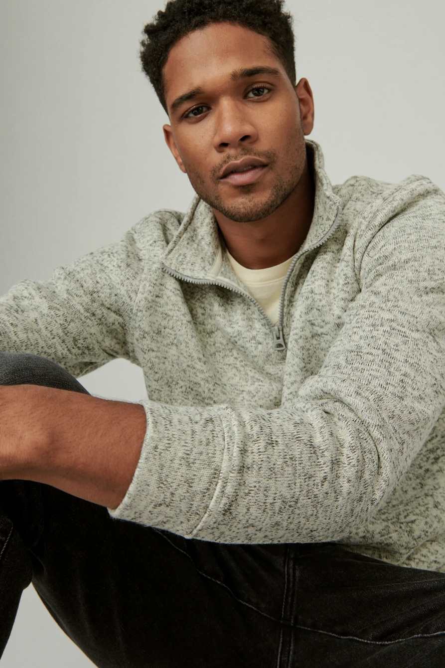 LOS FELIZ FLEECE HALF ZIP MOCK NECK, image 1