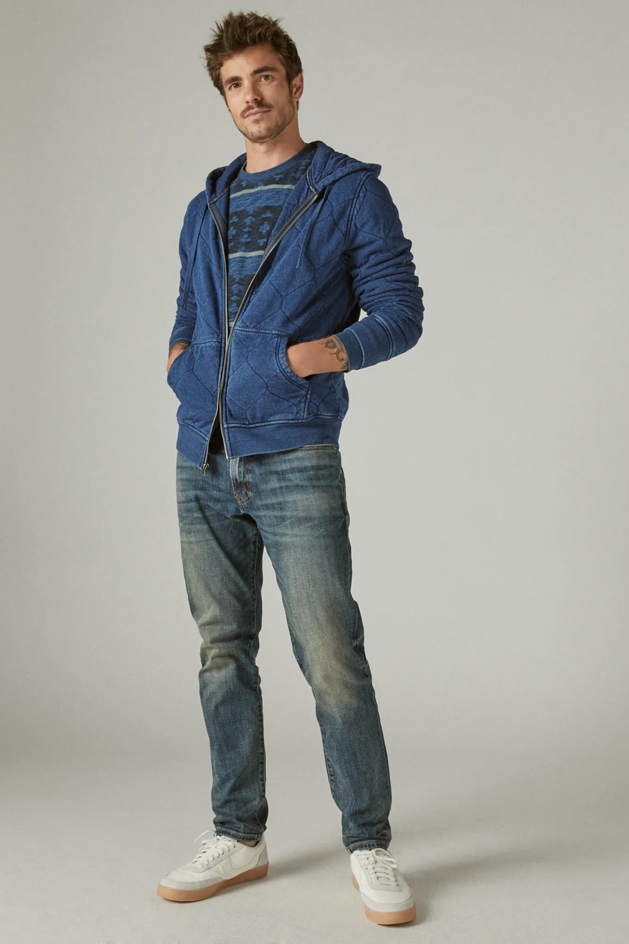 INDIGO JERSEY QUILTED FULL ZIP HOODIE, image 2