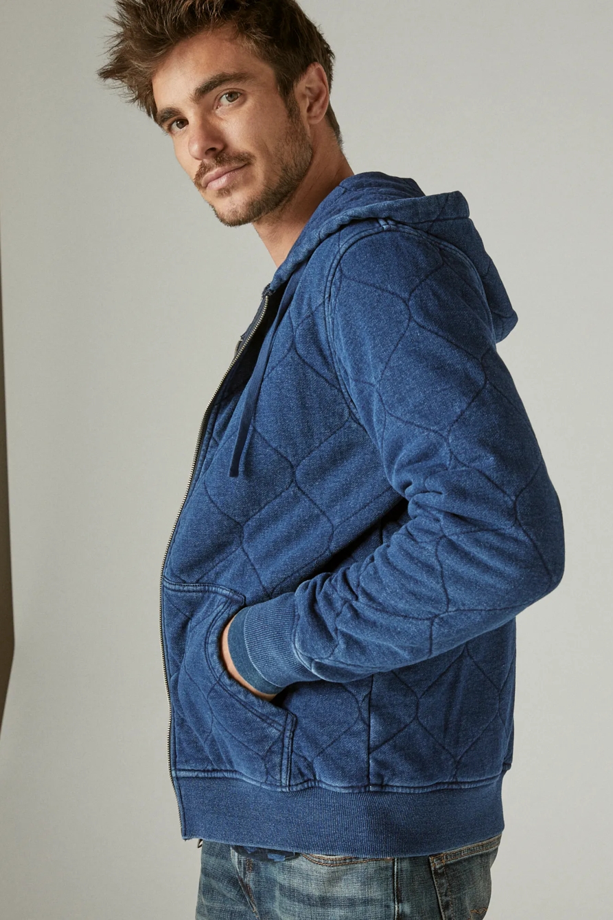 INDIGO JERSEY QUILTED FULL ZIP HOODIE, image 3