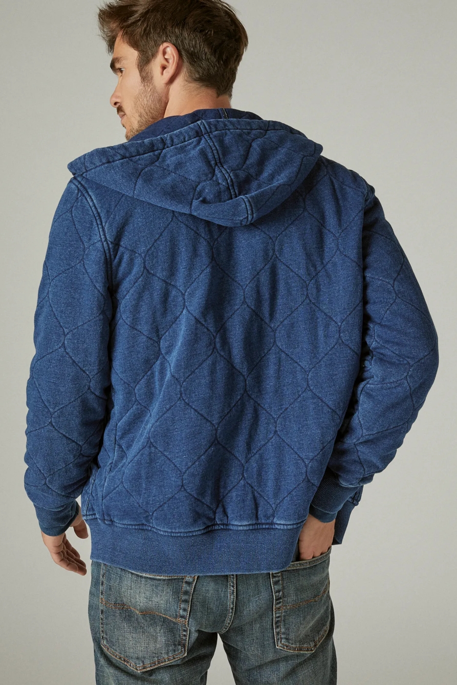INDIGO JERSEY QUILTED FULL ZIP HOODIE, image 4