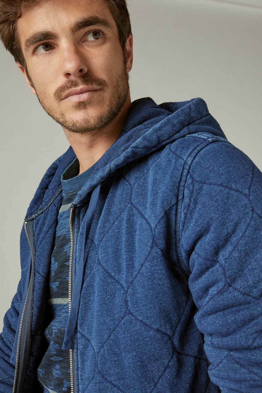 INDIGO JERSEY QUILTED FULL ZIP HOODIE, image 5