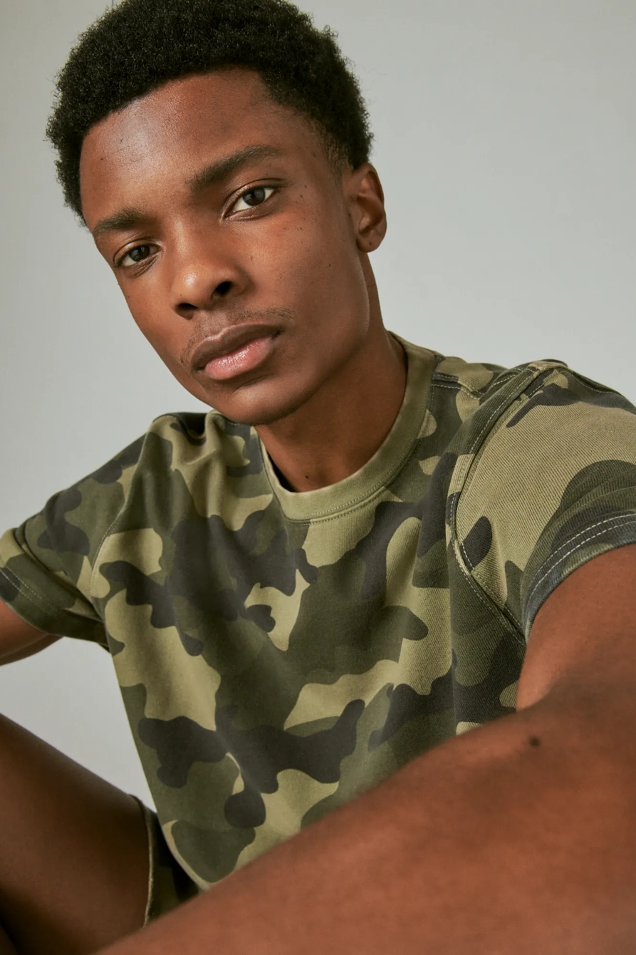 SUEDED TERRY SHORT SLEEVE CAMO CREW, image 6