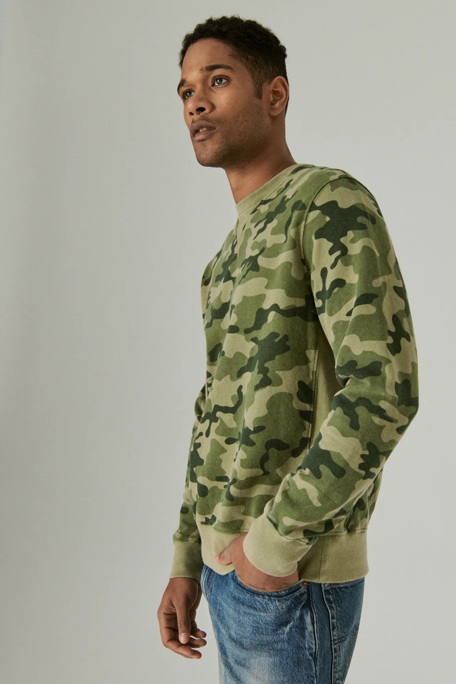 SUEDED FLEECE TERRY CREW SWEATSHIRT, image 3