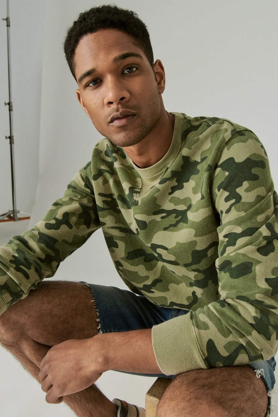 SUEDED FLEECE TERRY CREW SWEATSHIRT, image 6