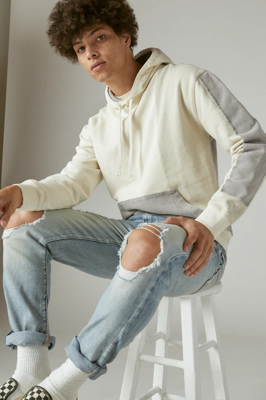 SUEDED TERRY PATCHWORK HOODIE, image 6