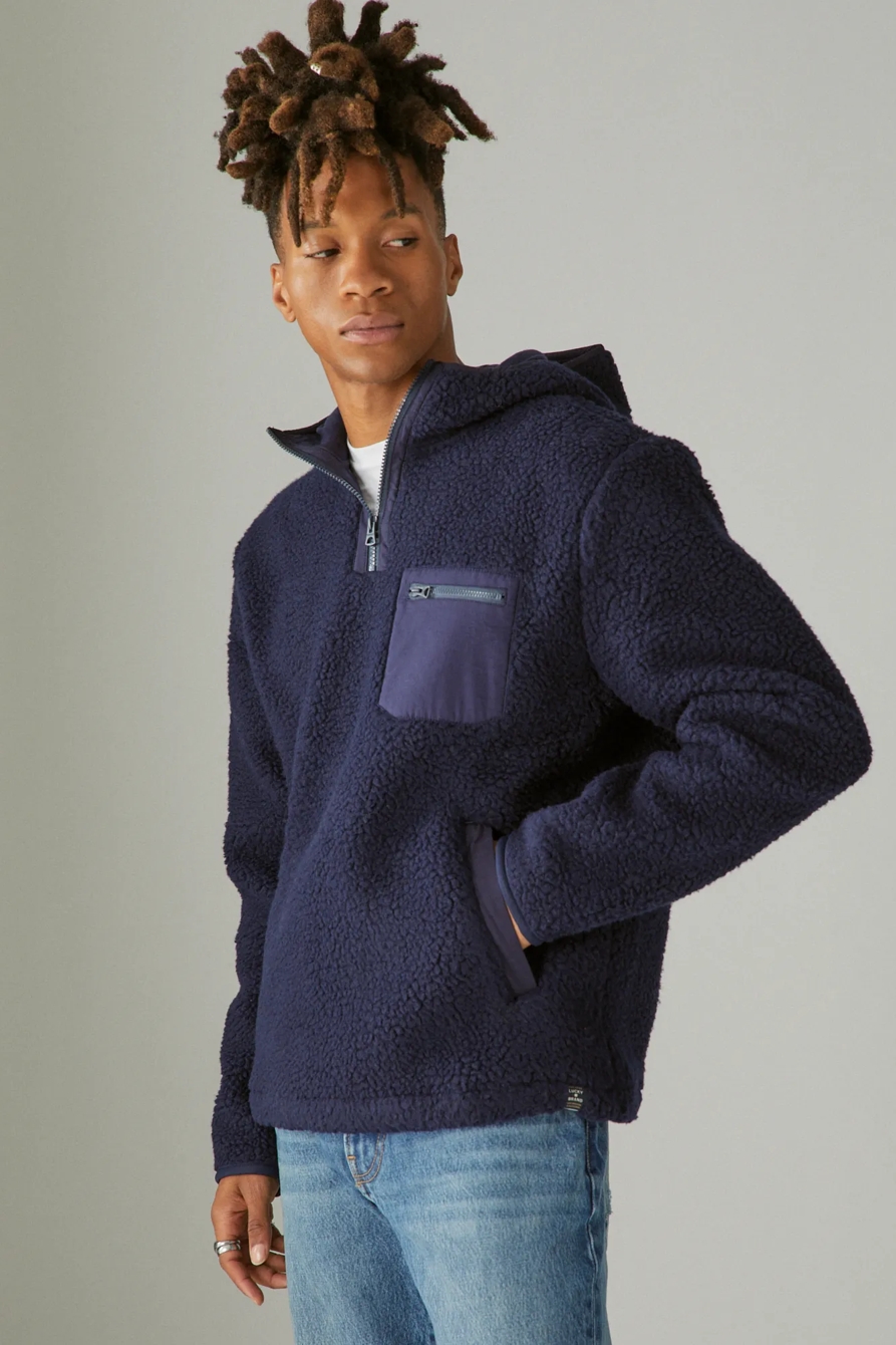 SOLID HI-PILE UTILITY HALF ZIP HOODIE, image 1