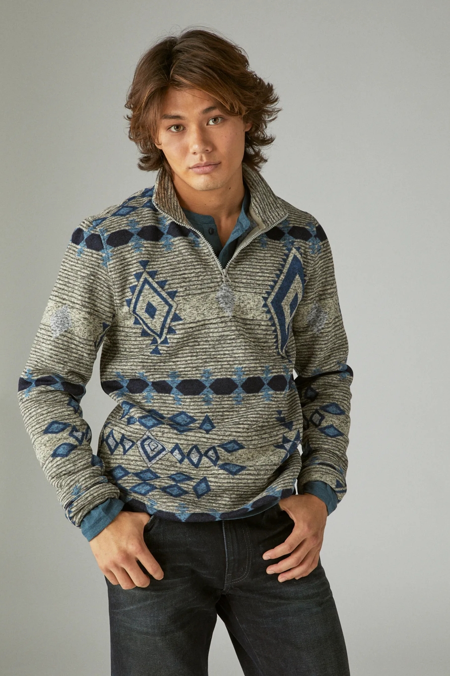 SOUTHWESTERN PRINT LOS FELIZ FLEECE HALF ZIP MOCK NECK, image 2