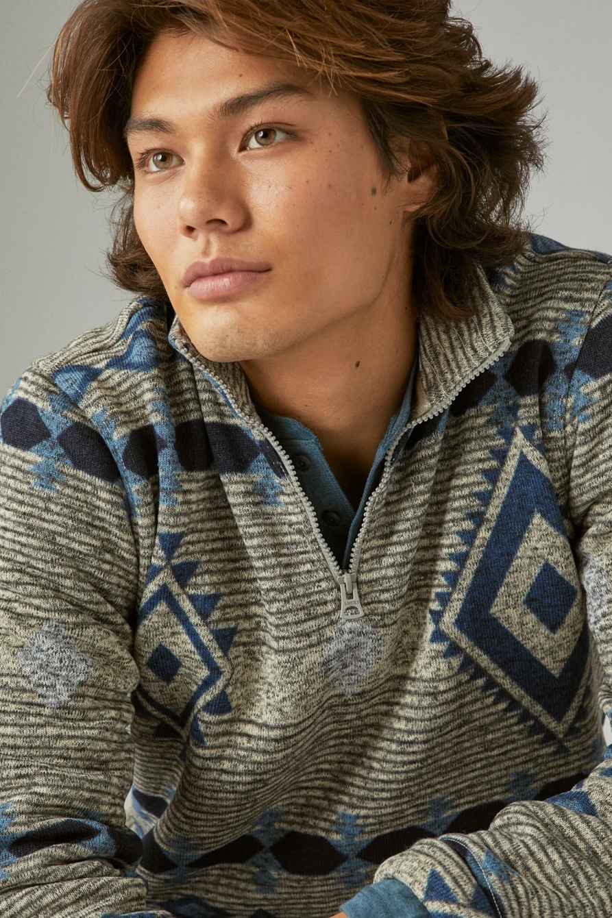 SOUTHWESTERN PRINT LOS FELIZ FLEECE HALF ZIP MOCK NECK, image 4