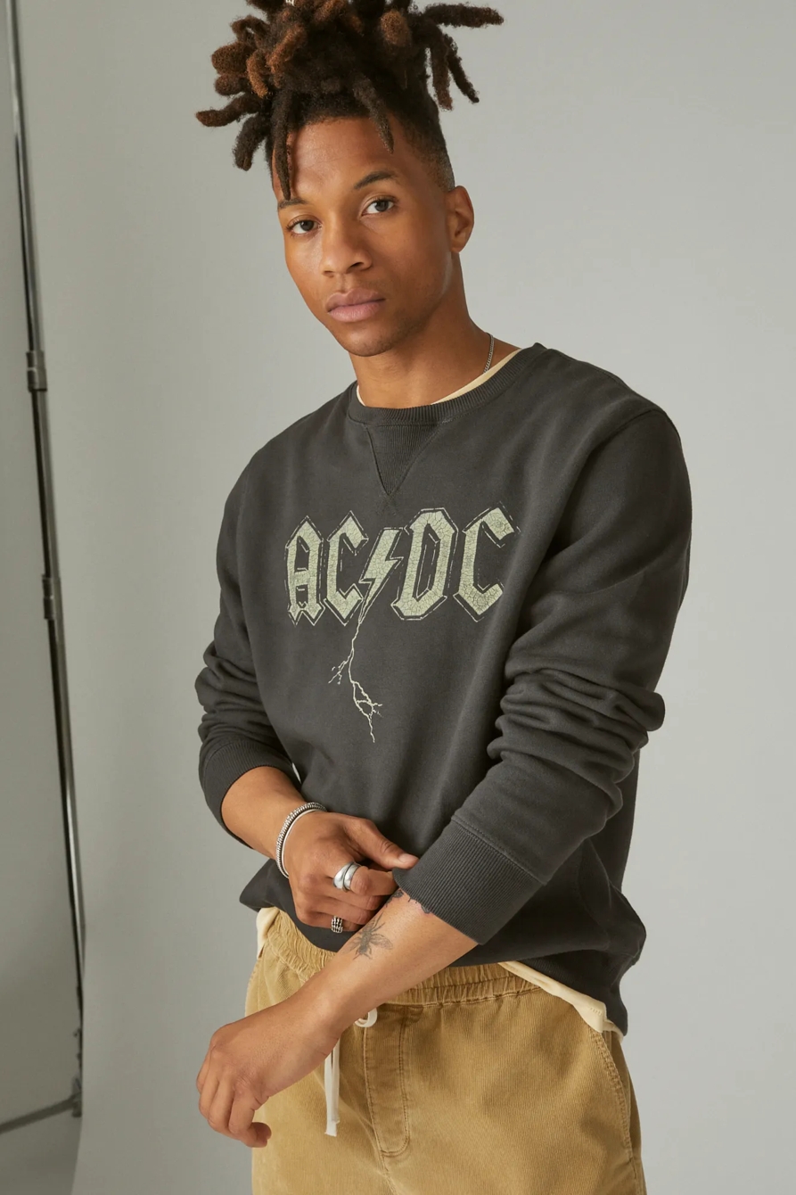SUEDED ACDC TERRY CREW NECK SWEATSHIRT, image 2