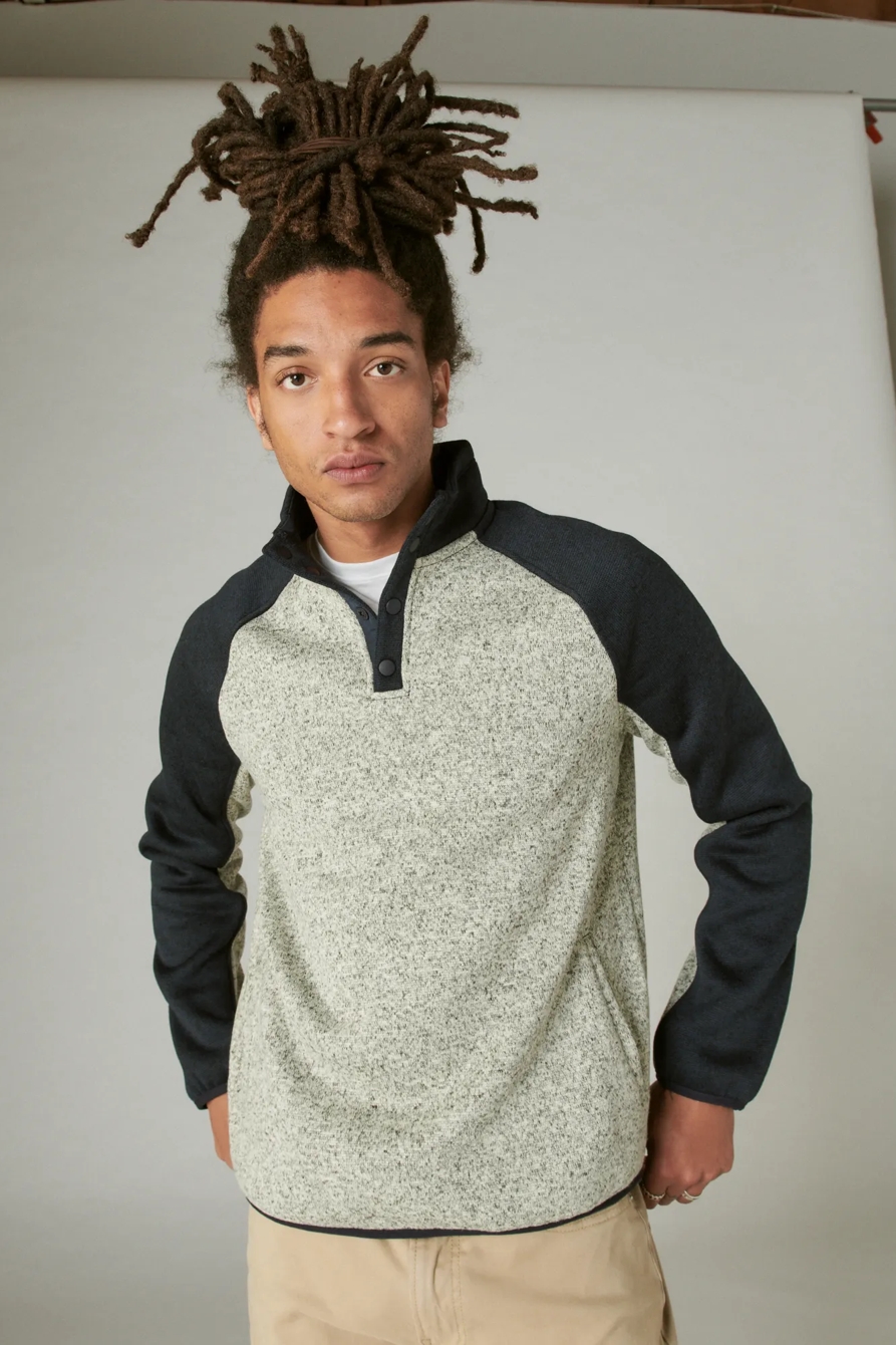 LOS FELIZ FLEECE COLOR BLOCK MOCK NECK, image 1