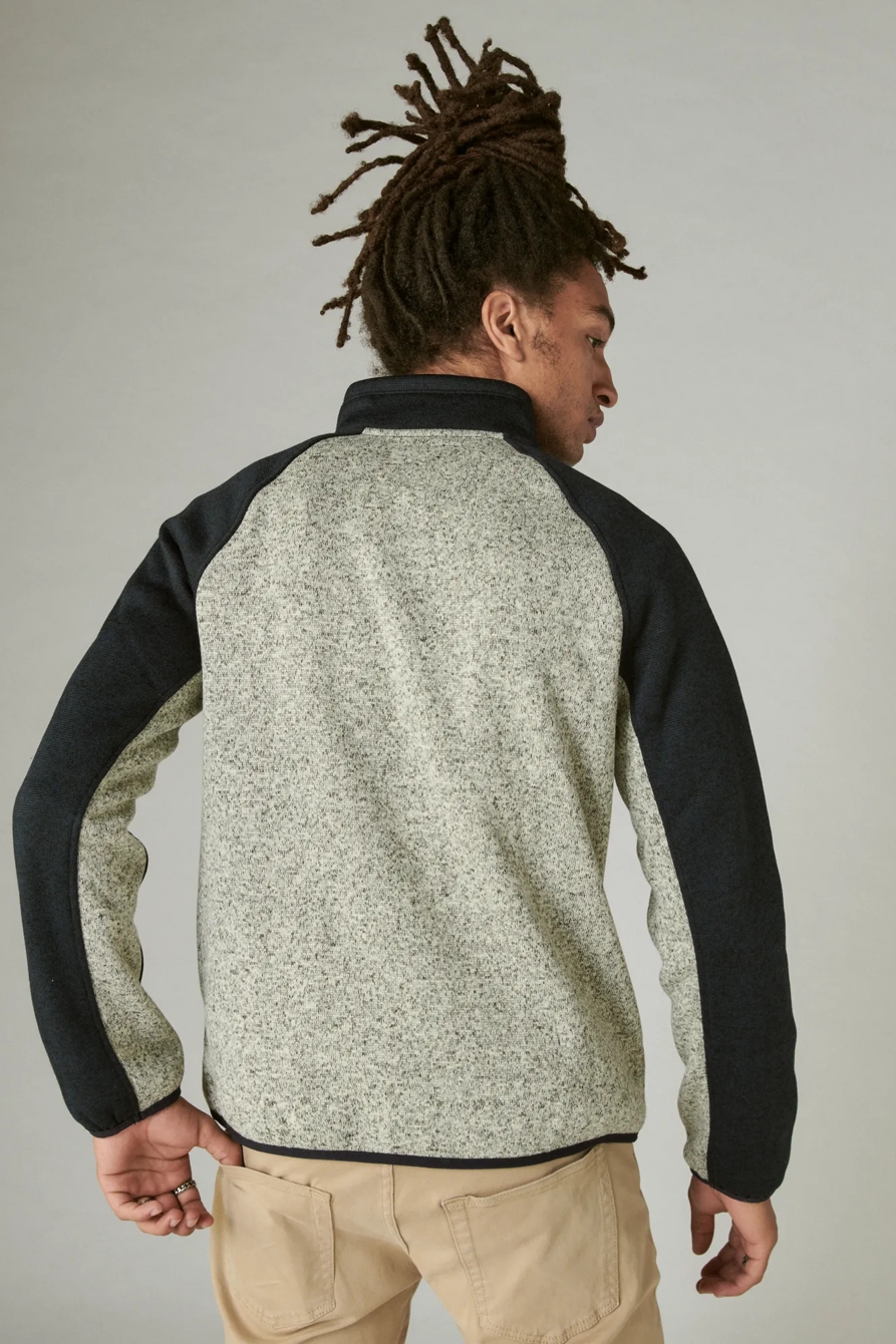 LOS FELIZ FLEECE COLOR BLOCK MOCK NECK, image 3