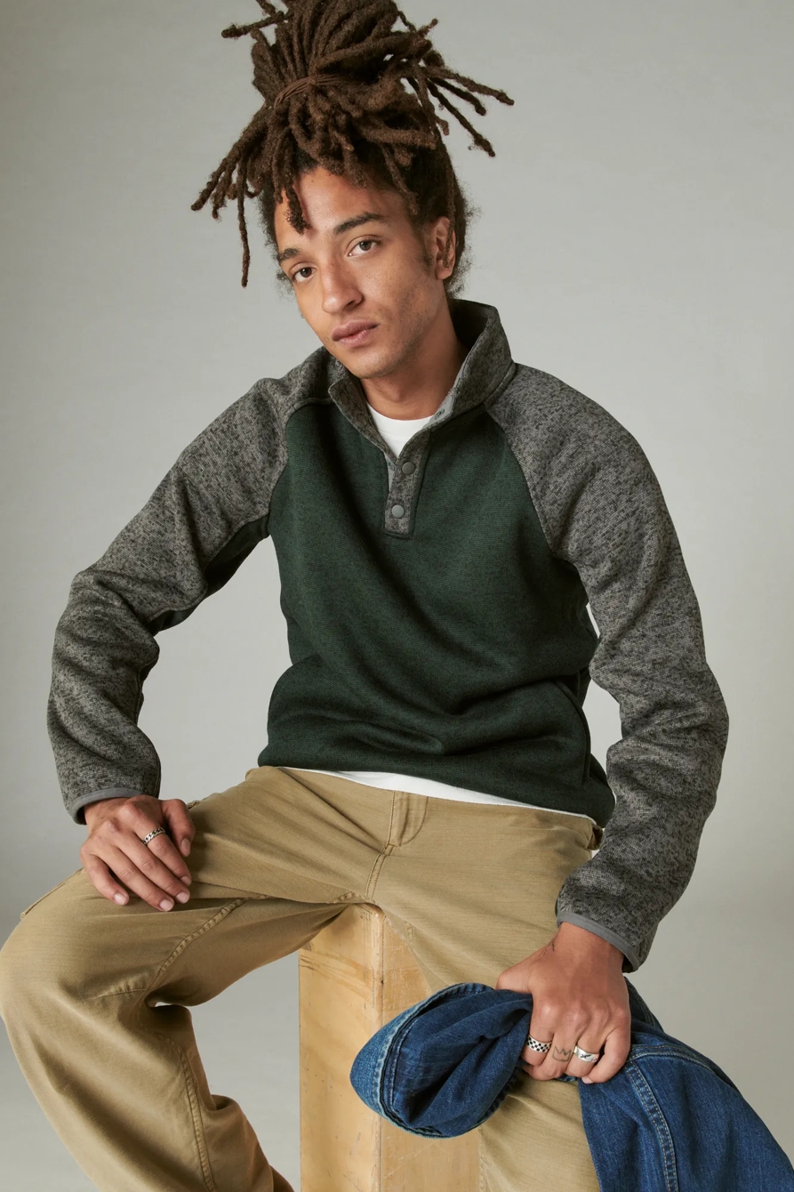 LOS FELIZ FLEECE COLOR BLOCK MOCK NECK, image 1