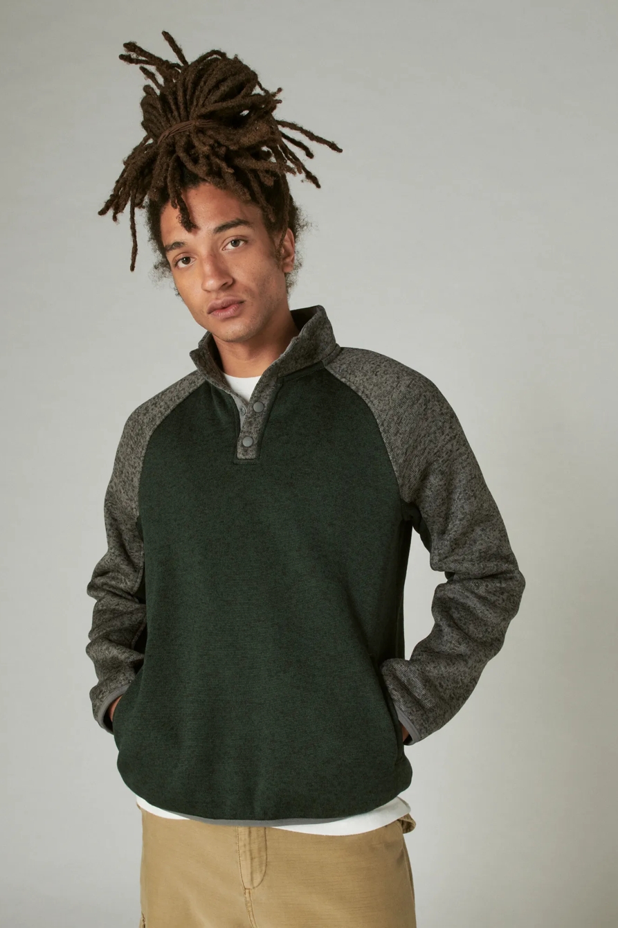 LOS FELIZ FLEECE COLOR BLOCK MOCK NECK, image 2