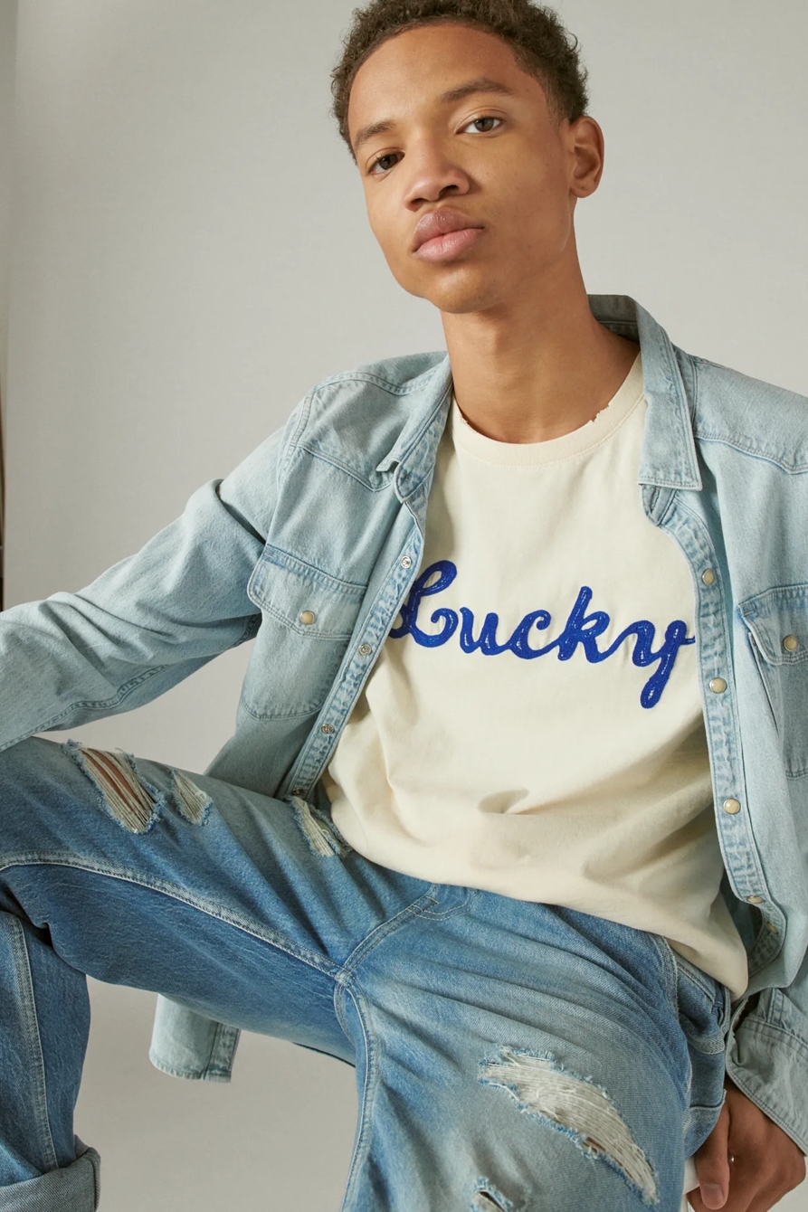 VINTAGE LUCKY SCRIPT GRAPHIC TEE, image 6
