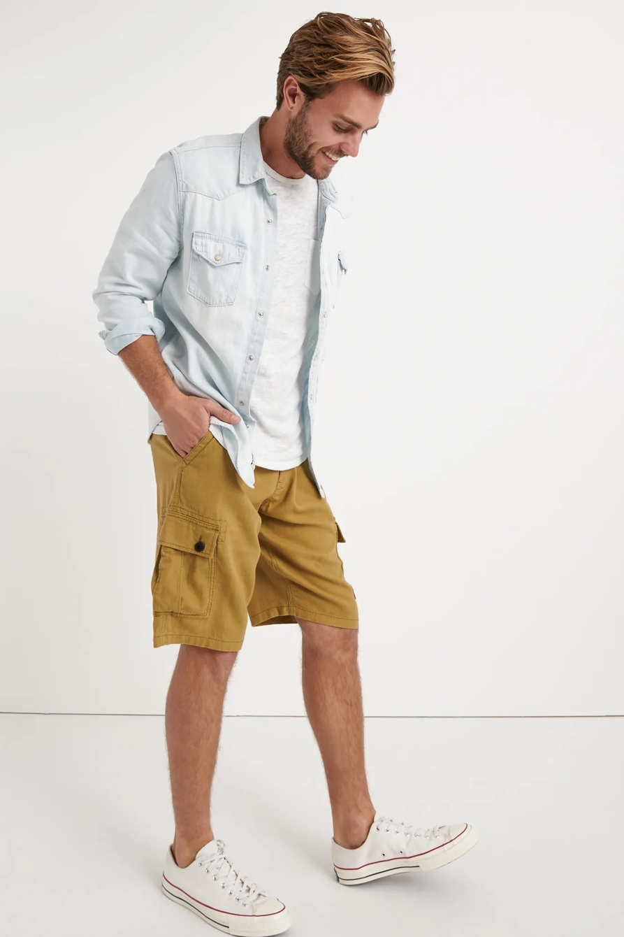 LINEN BLEND CARGO SHORT, image 2