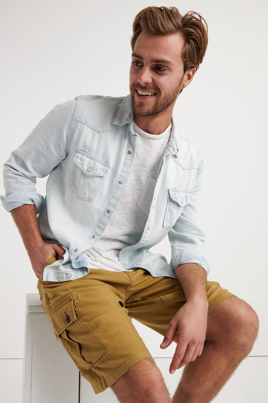 LINEN BLEND CARGO SHORT, image 4