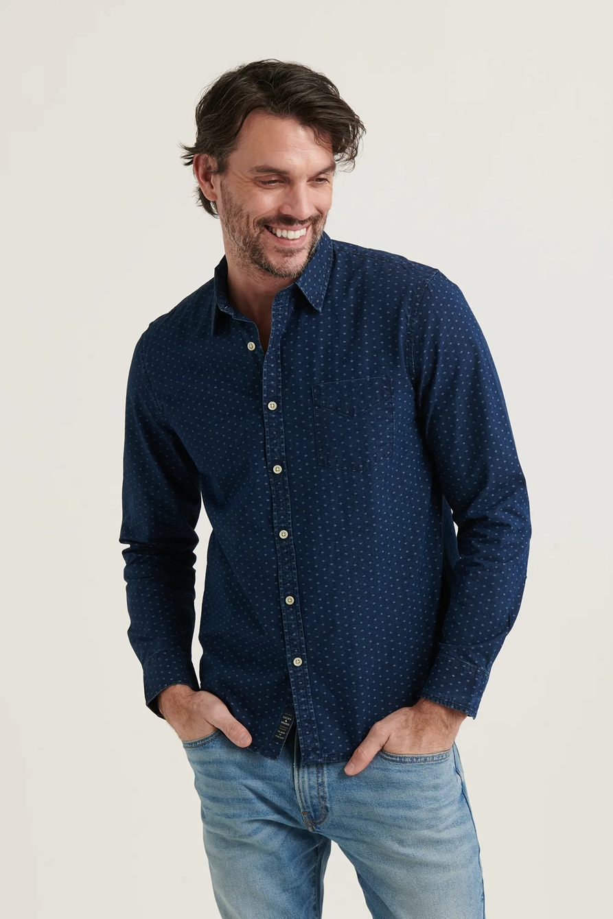 INDIGO BALLONA ONE POCKET LONG SLEEVE SHIRT, image 2