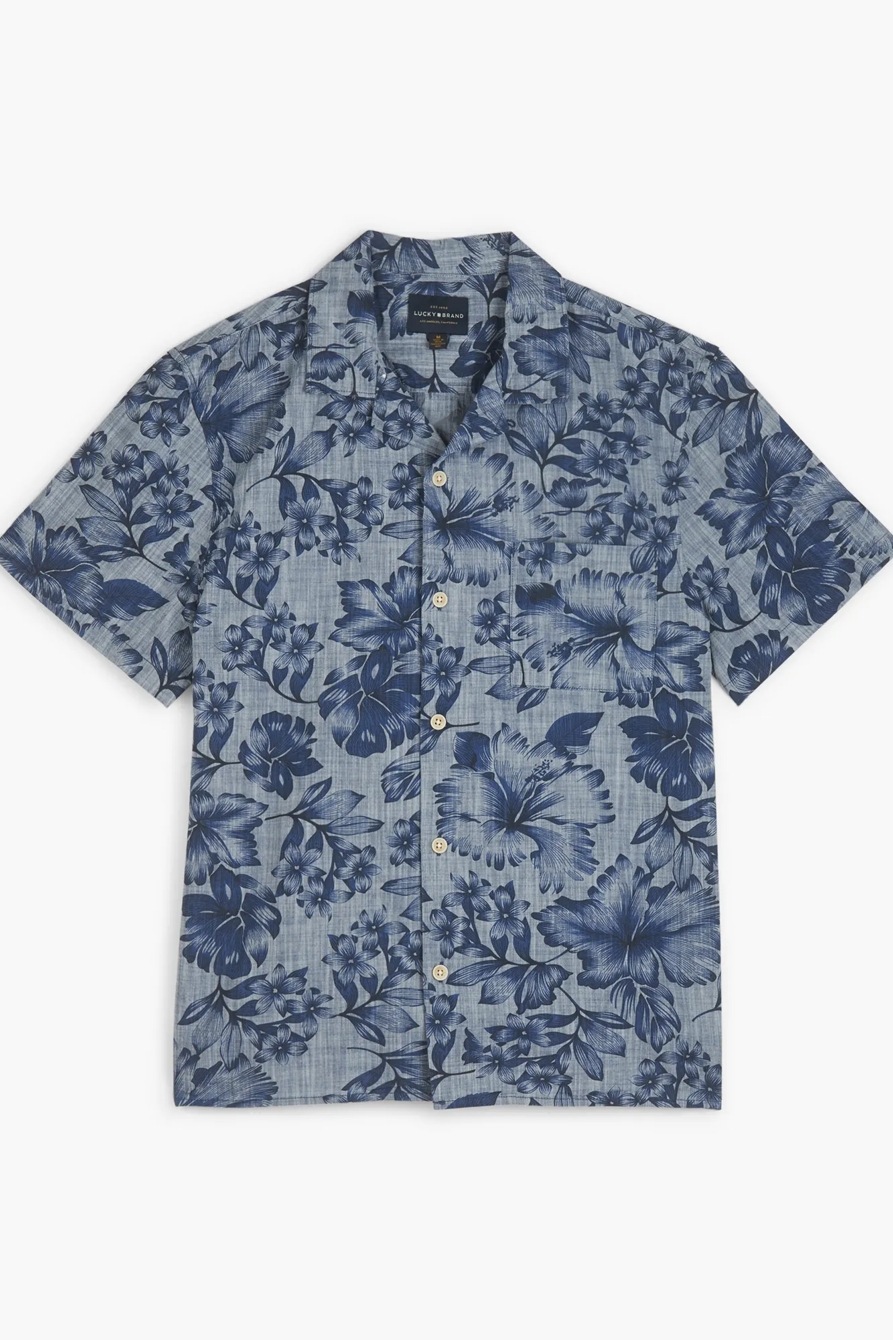 FLORAL PRINT CLUB COLLAR SHORT SLEEVE SHIRT, image 1