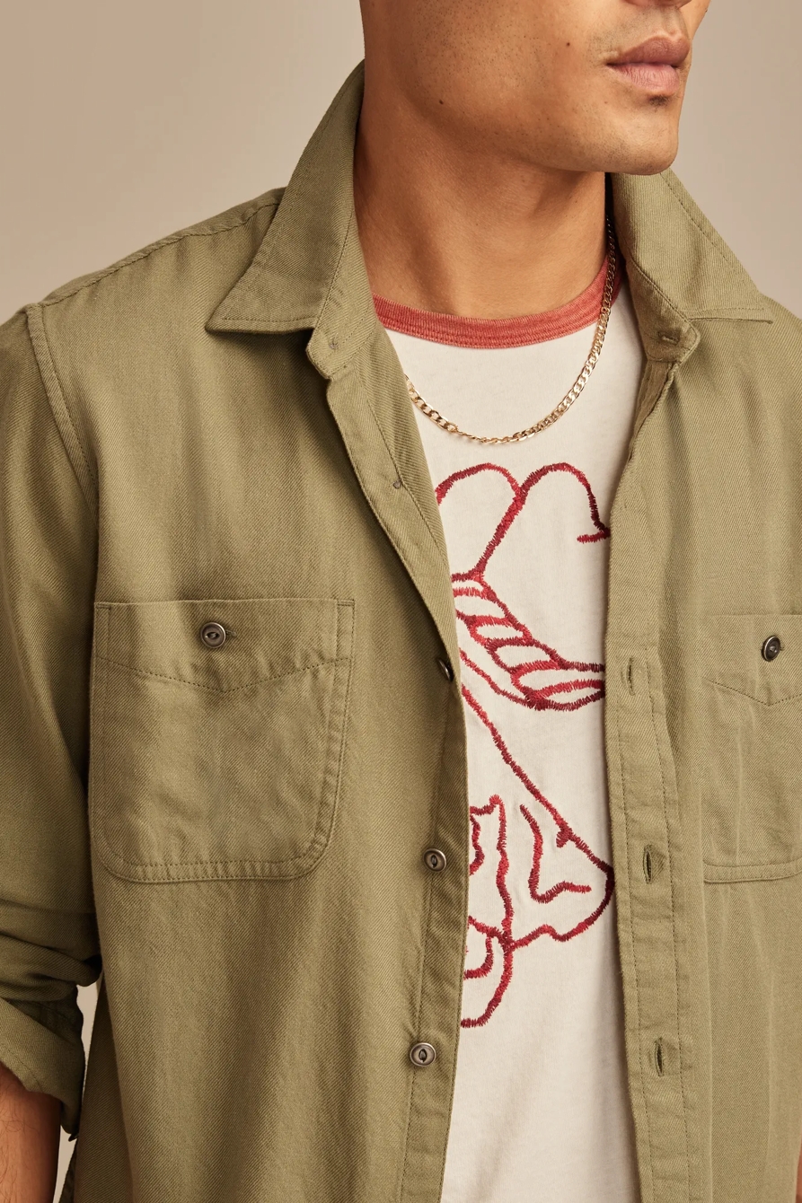 SOLID COTTON TWILL GROM SHIRT, image 2