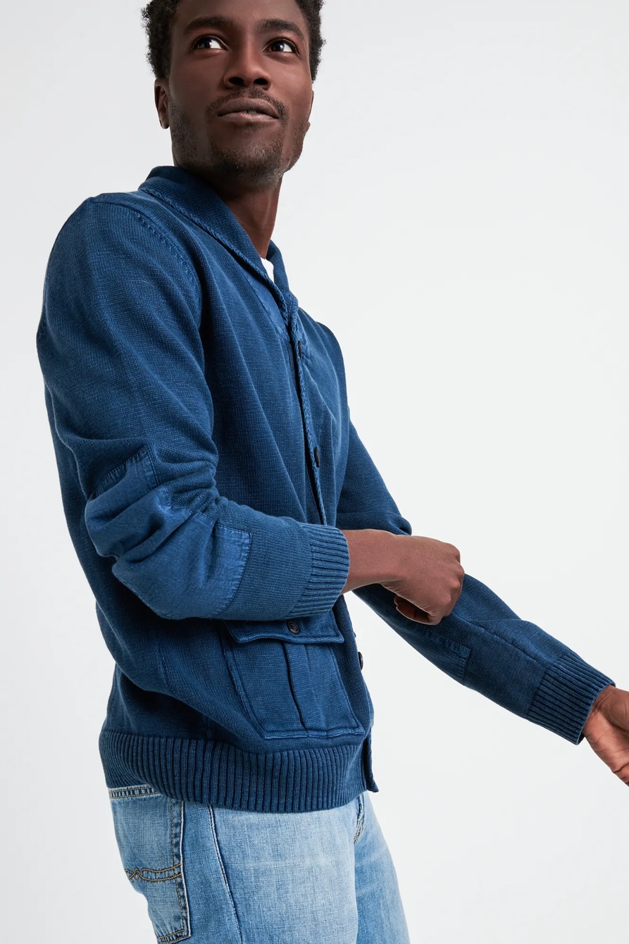 MILITARY SHAWL COLLAR CARDIGAN SWEATER, image 2