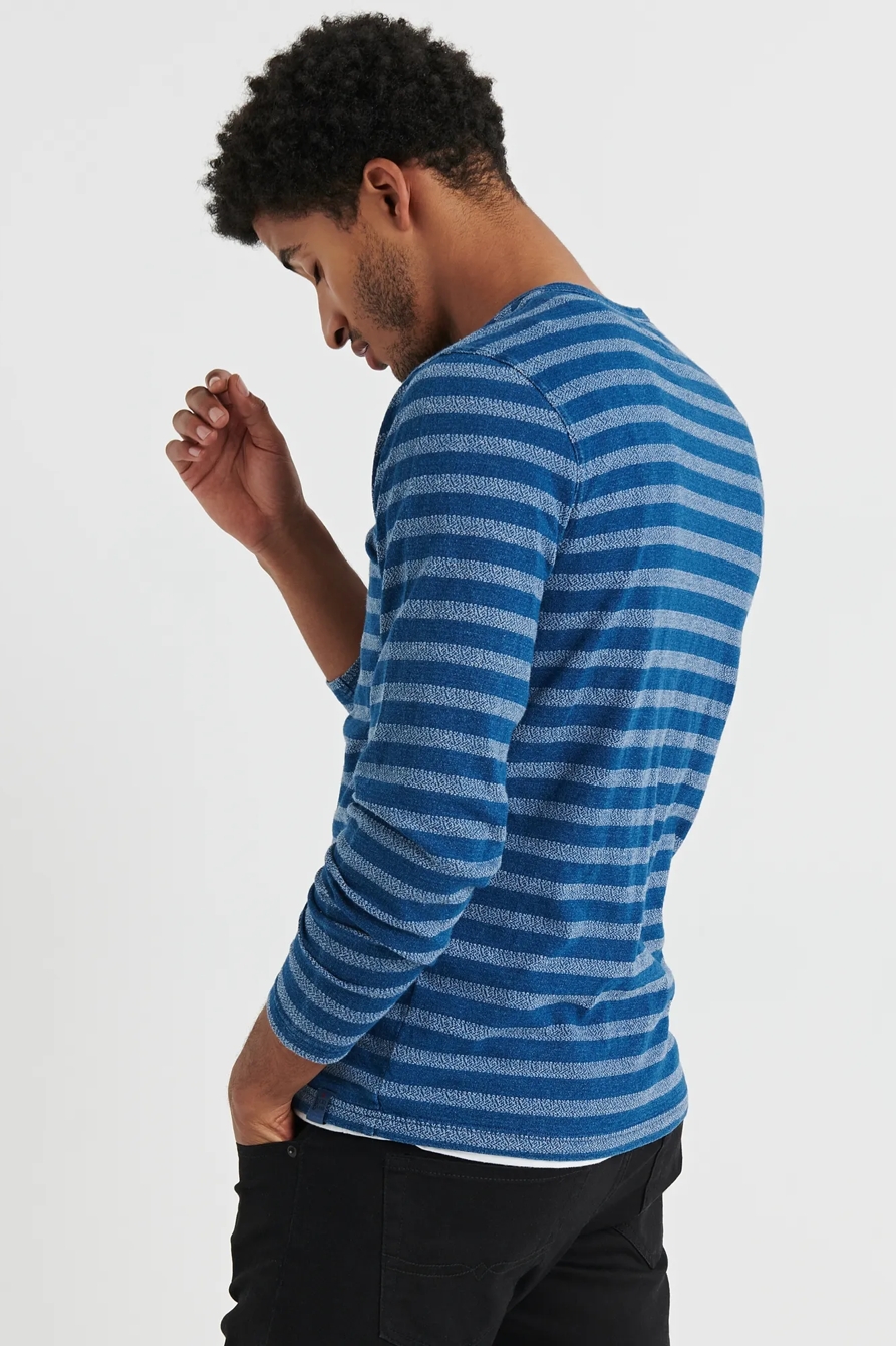 STRIPE INDIGO BUTTON NOTCH, image 2