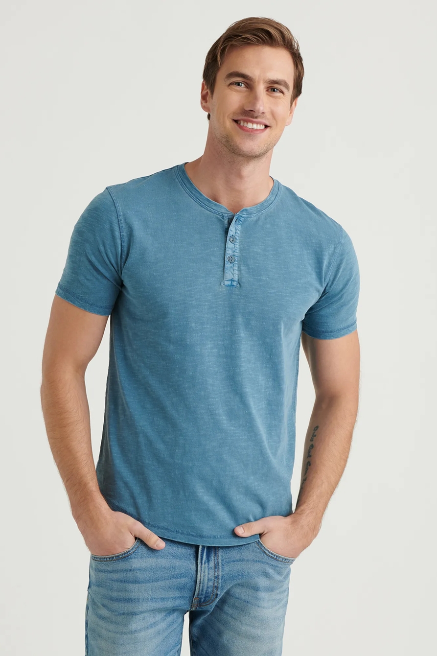 SHORT SLEEVE SLUB HENLEY, image 1