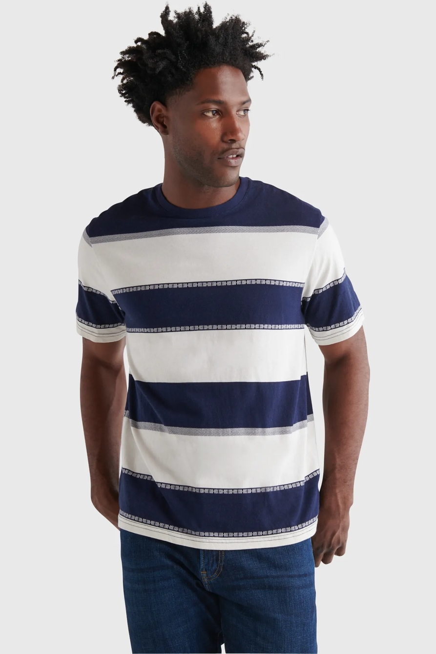 SHORT SLEEVE SUNSET STRIPED CREW NECK TEE, image 1