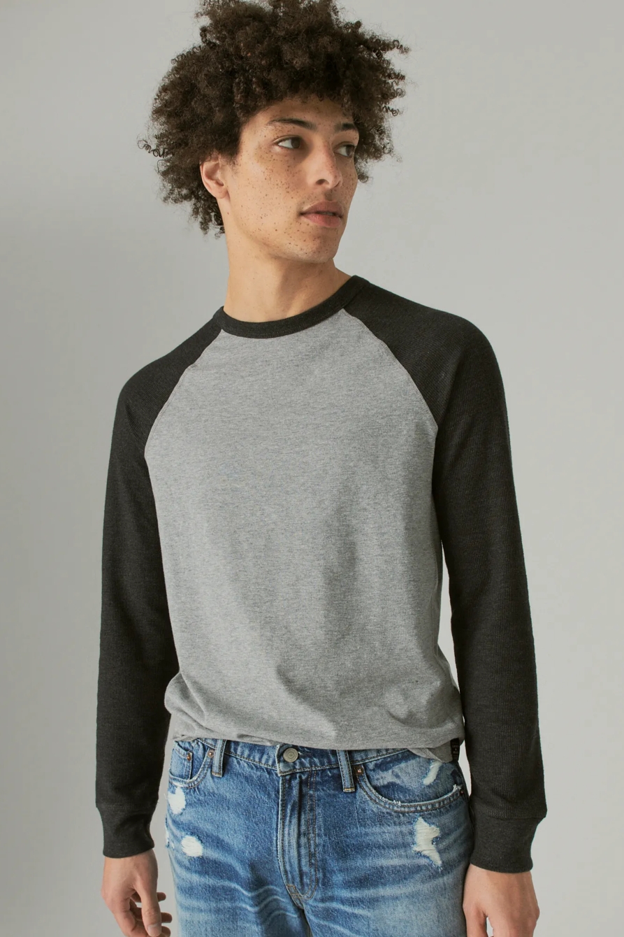 THERMAL COLOR BLOCK CREW NECK TEE, image 1