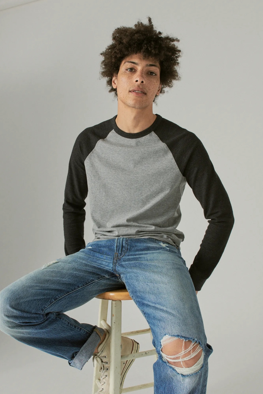 THERMAL COLOR BLOCK CREW NECK TEE, image 6
