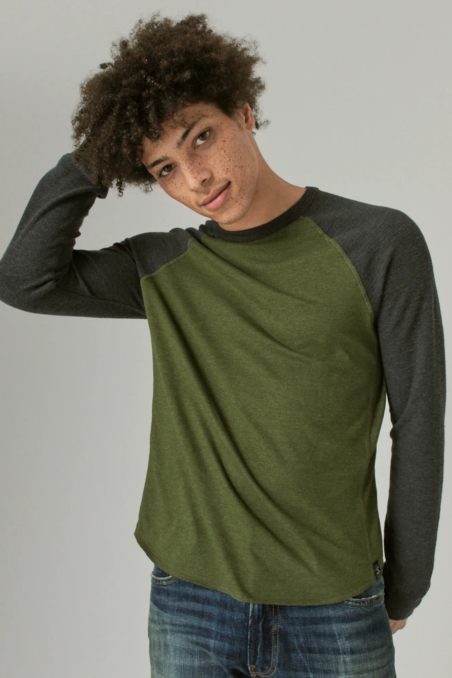 THERMAL COLOR BLOCK CREW NECK TEE, image 1