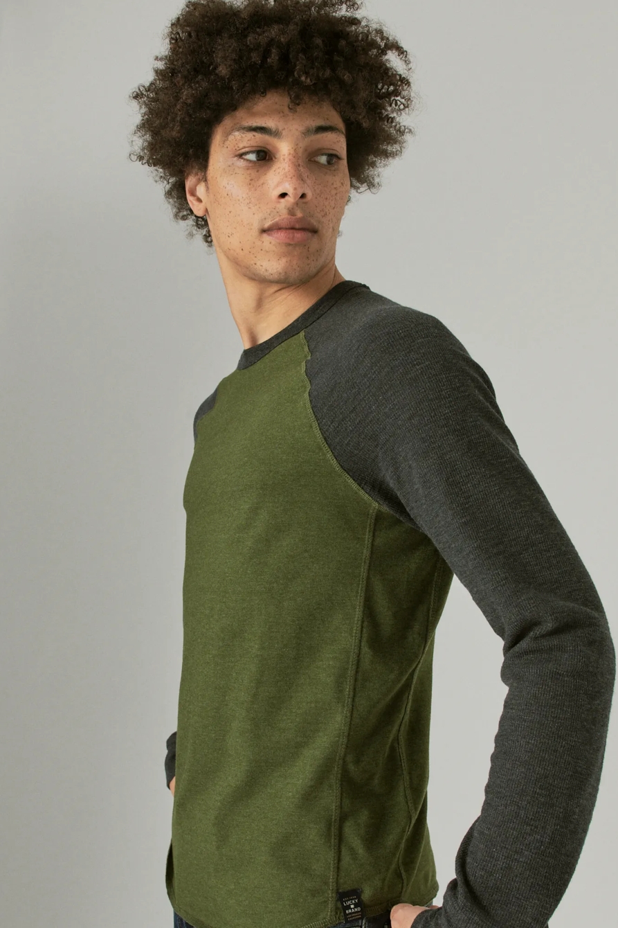 THERMAL COLOR BLOCK CREW NECK TEE, image 3