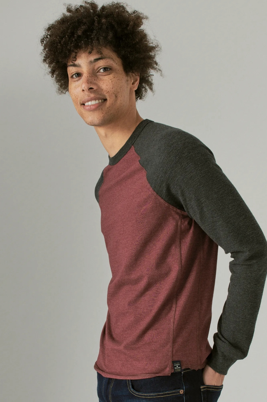THERMAL COLOR BLOCK CREW NECK TEE, image 3