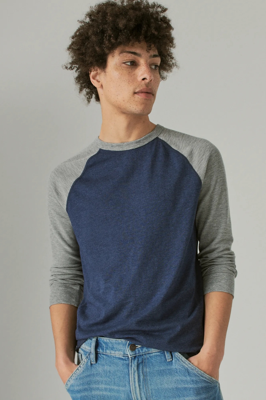 THERMAL COLOR BLOCK CREW NECK TEE, image 1
