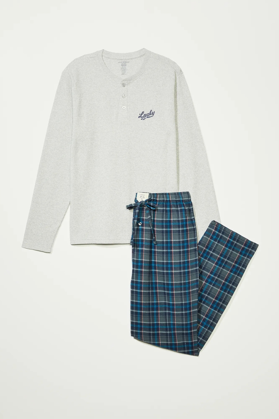 MENS HENLEY LUCKY BRAND AND FLANNEL SLEEP GIFT SET, image 1