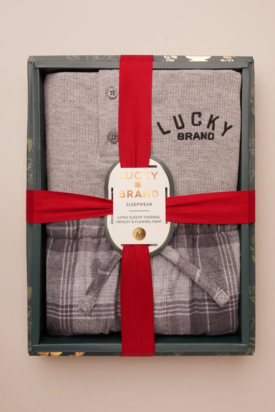 L/S THERMAL HENLEY & FLANNEL PANT-GIFTSET, image 2