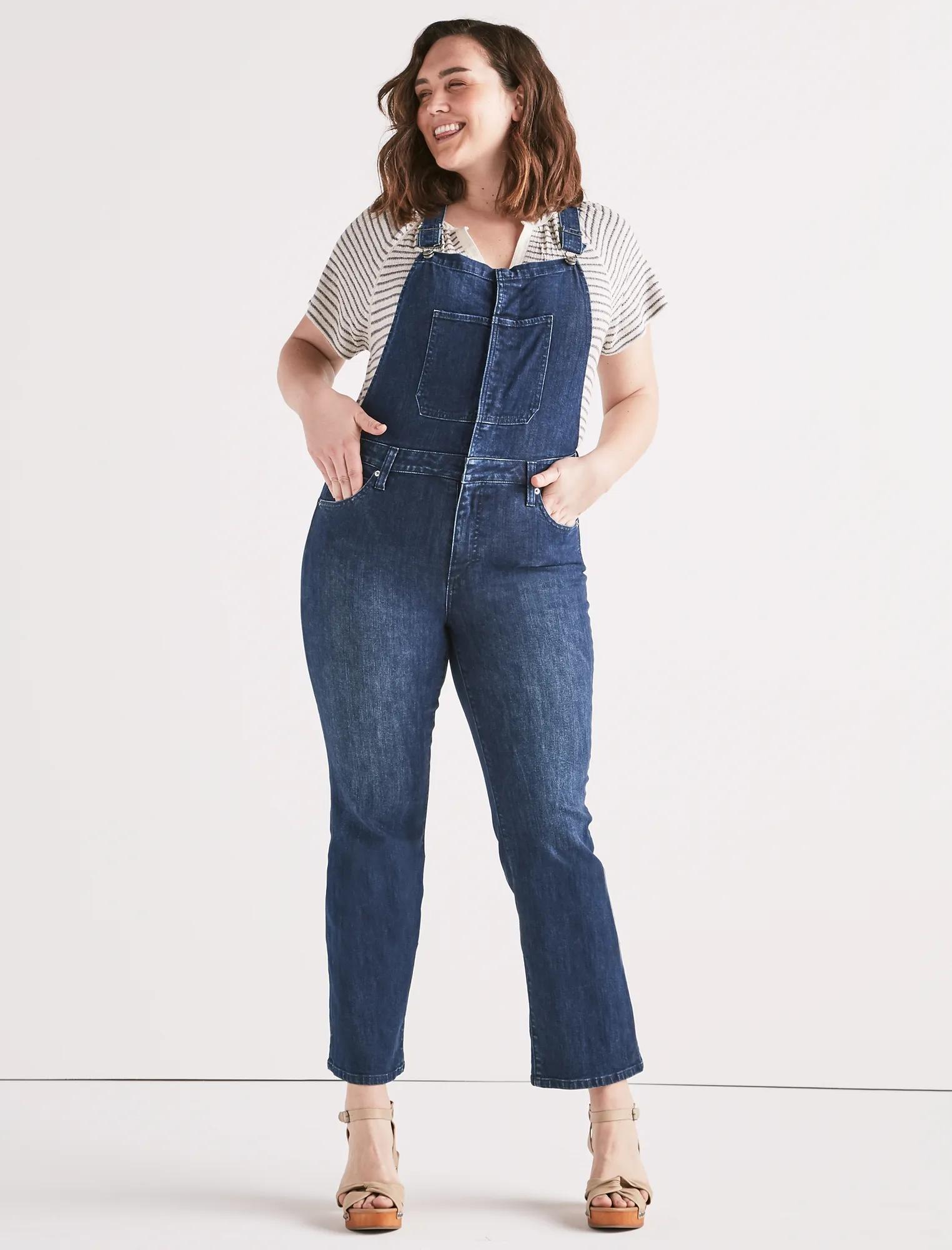 BRIDGETTE CROP FLARE JEAN OVERALL, image 1