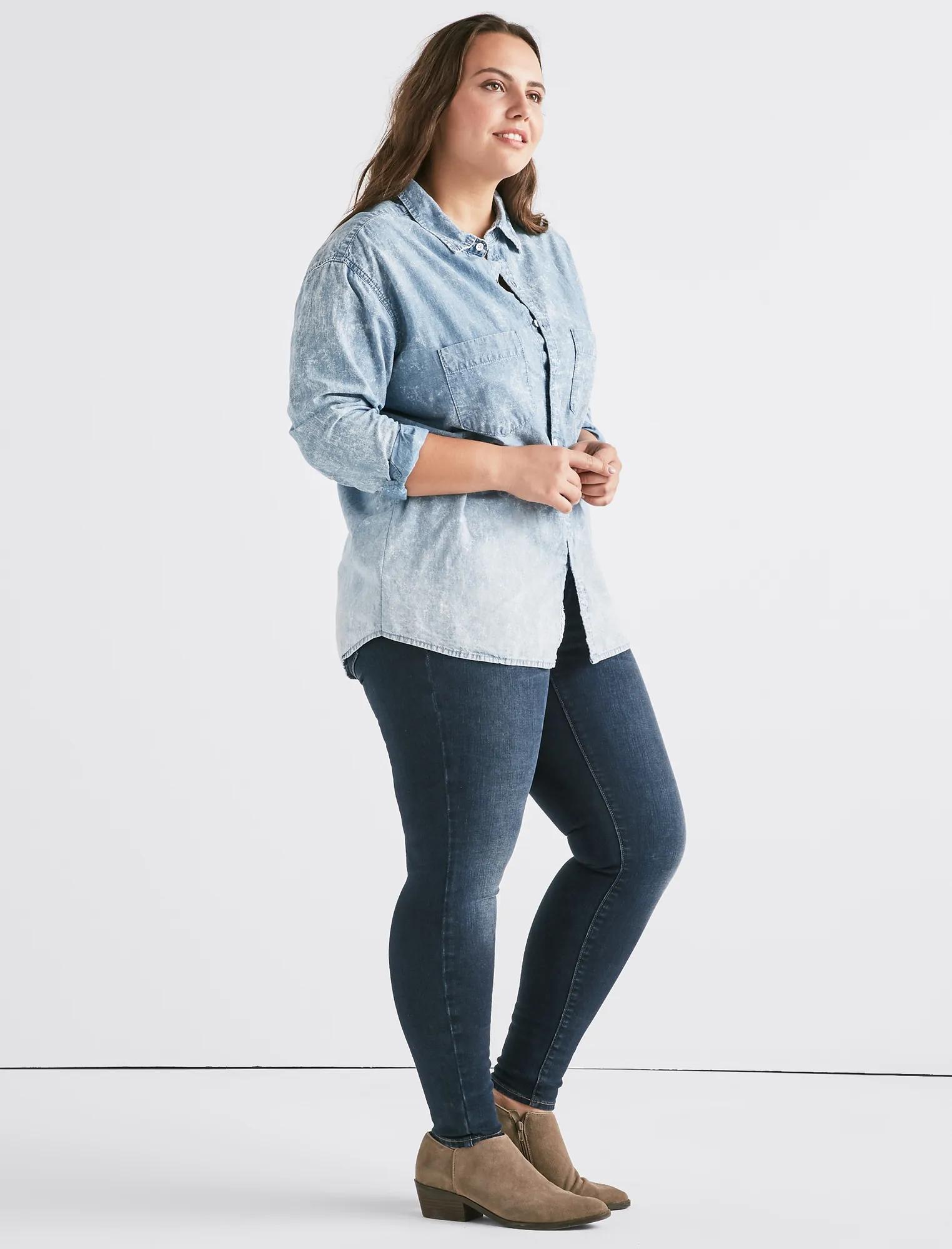 Plus Denim Boyfriend Shirt, image 2