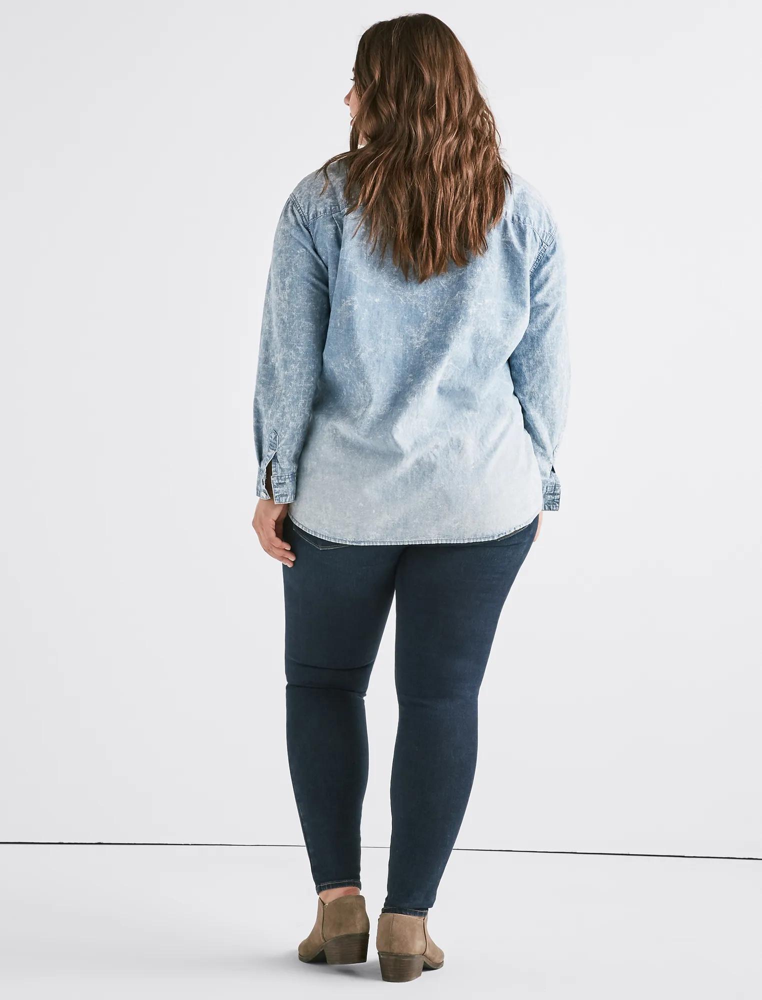 Plus Denim Boyfriend Shirt, image 3