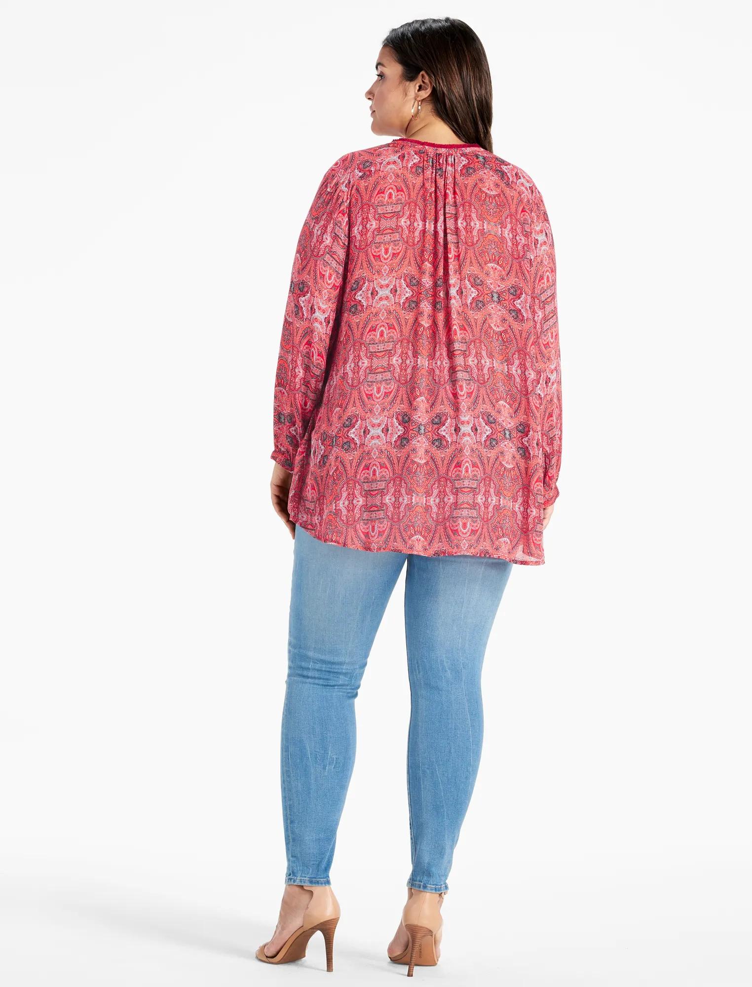 PAISLEY FRINGE NECK BLOUSE, image 3