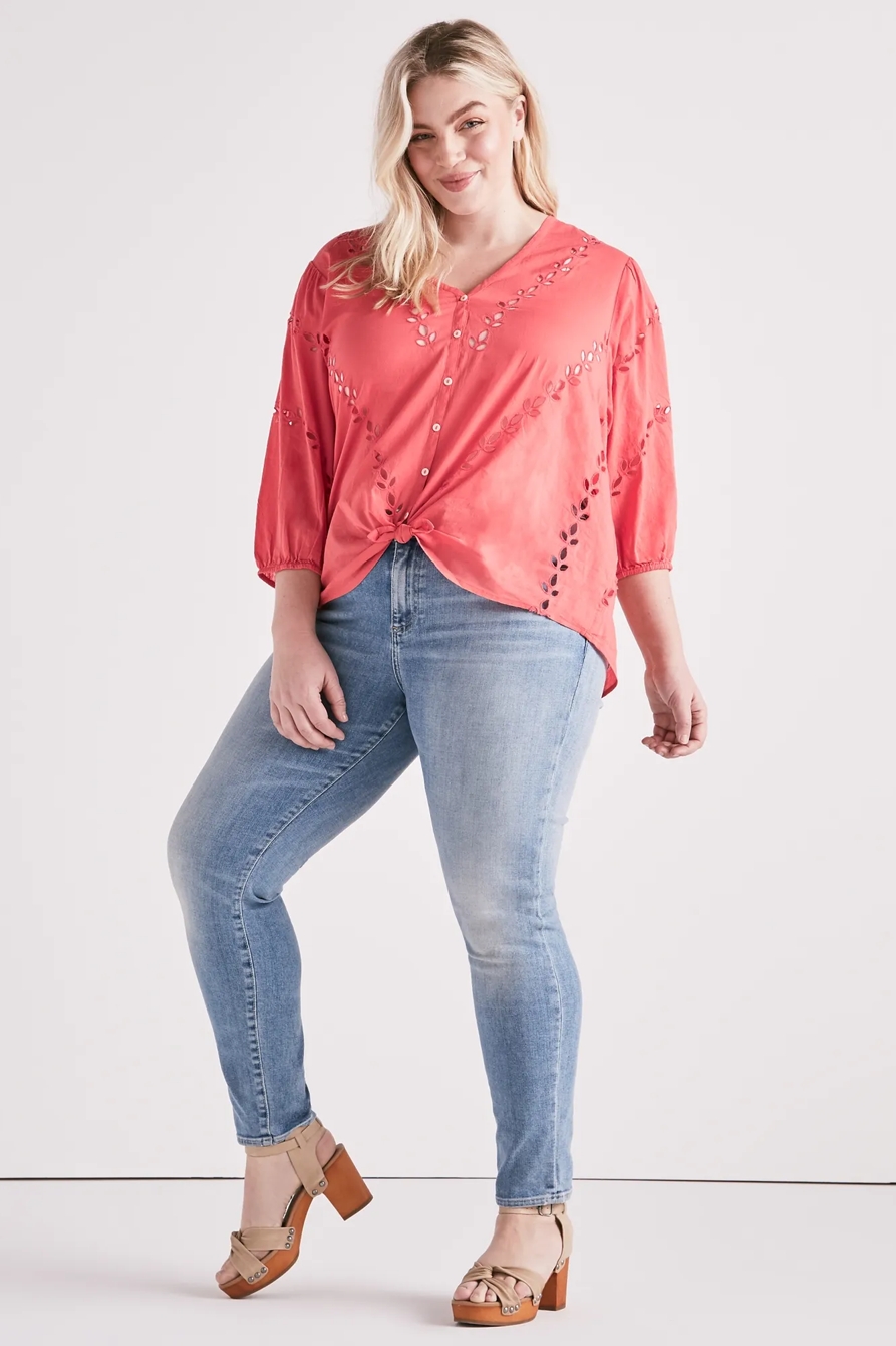 EYELET PEASANT BLOUSE, image 2
