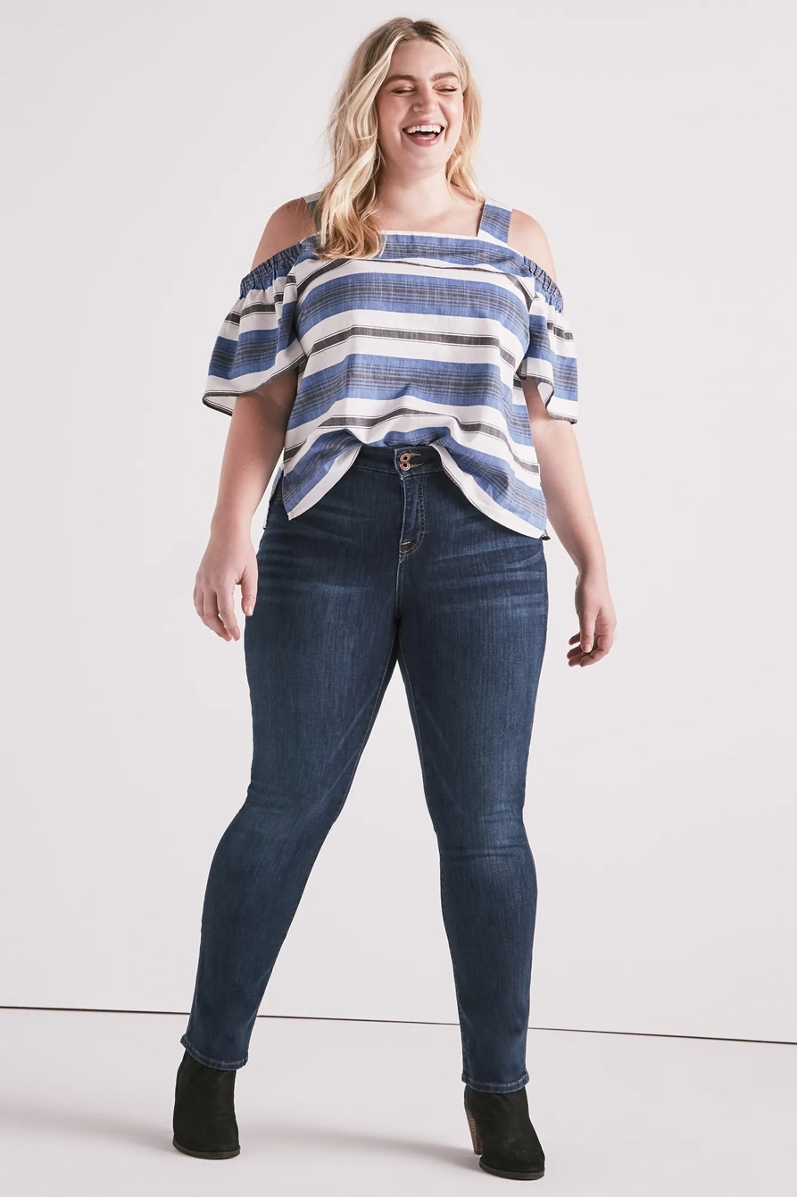 STRIPE COLD SHOULDER TOP, image 2