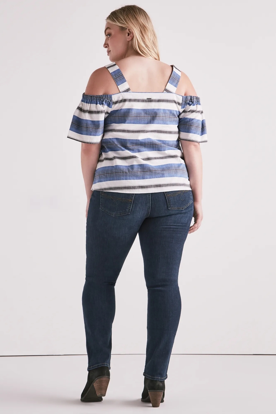 STRIPE COLD SHOULDER TOP, image 3