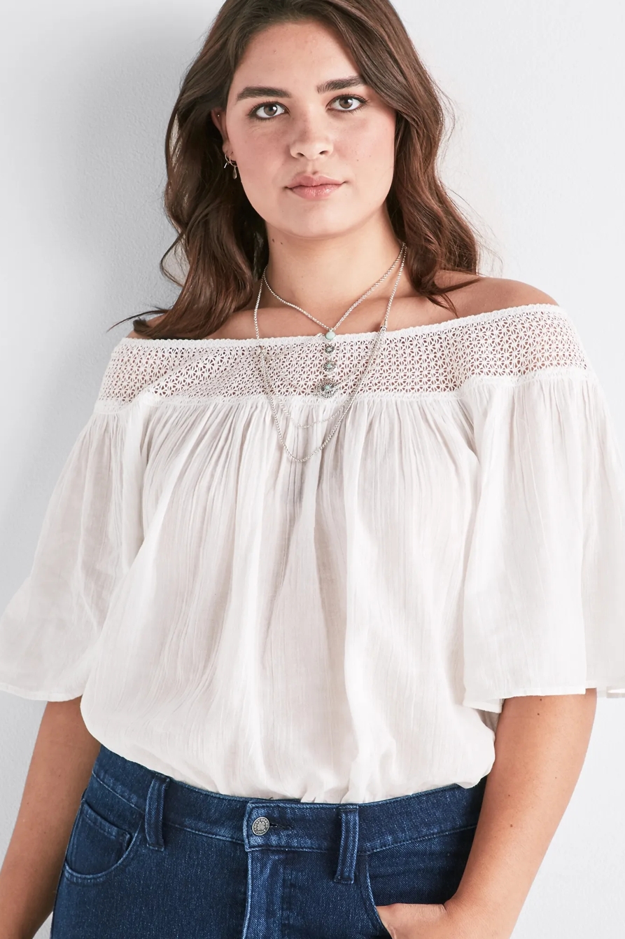 OFF SHOULDER CROCHET TOP, image 1