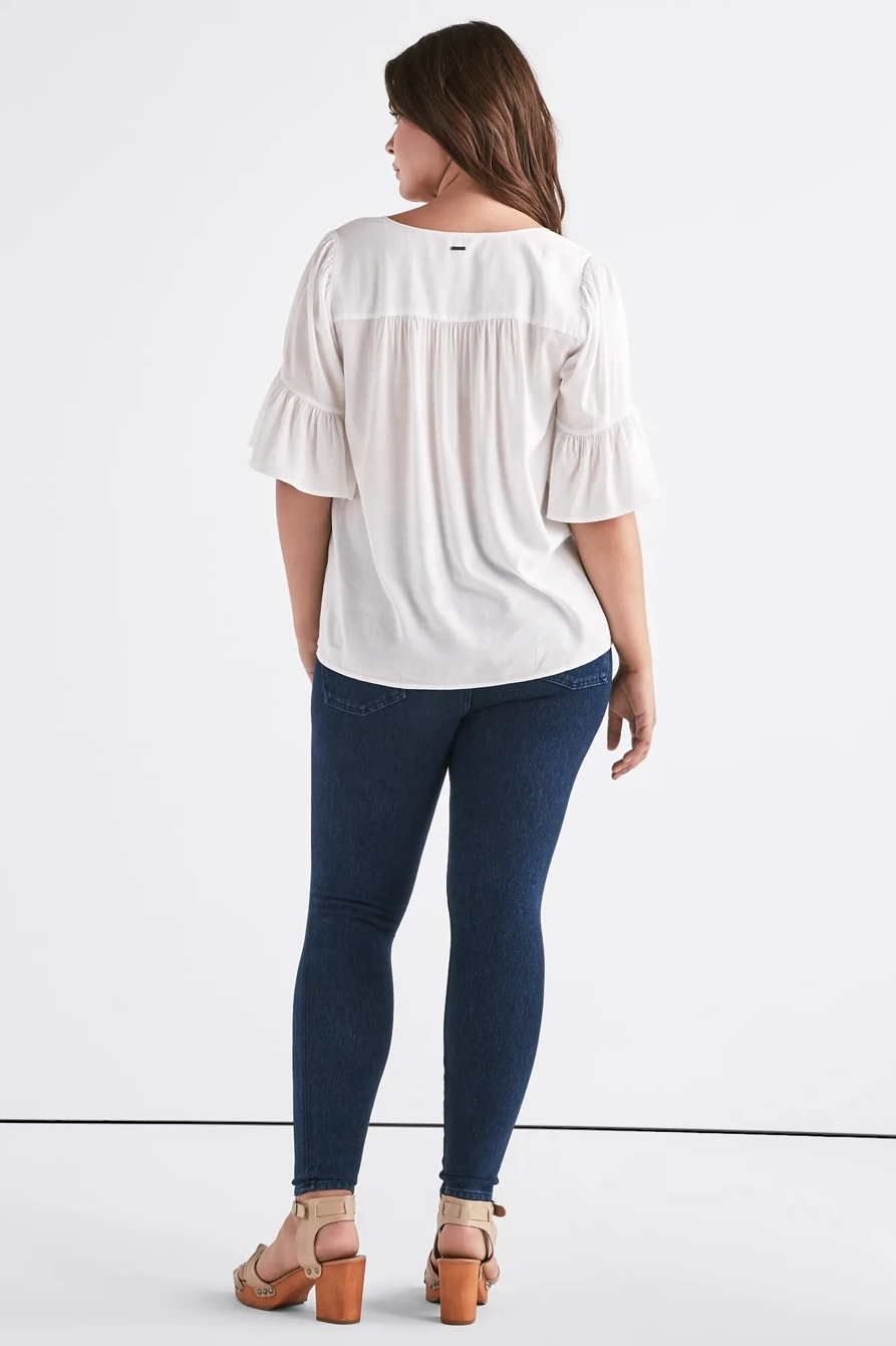 WHITE FLUTTER SLEEVE TOP, image 3