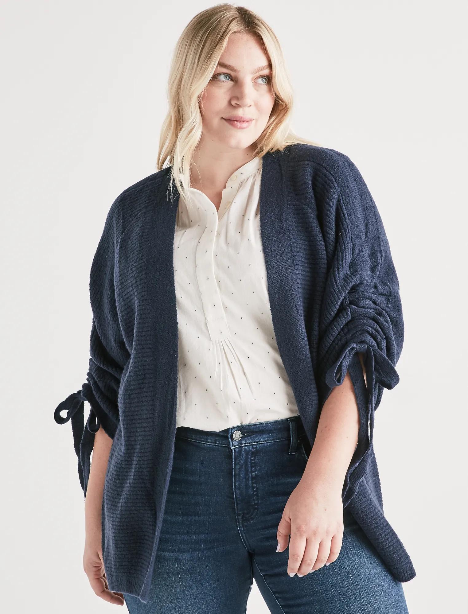 CINCHED SLEEVE CARDIGAN, image 1