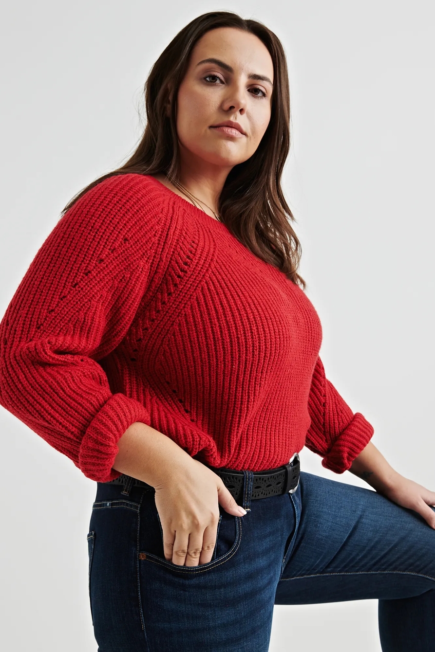 CREW NECK POINTELLE  SWEATER, image 2